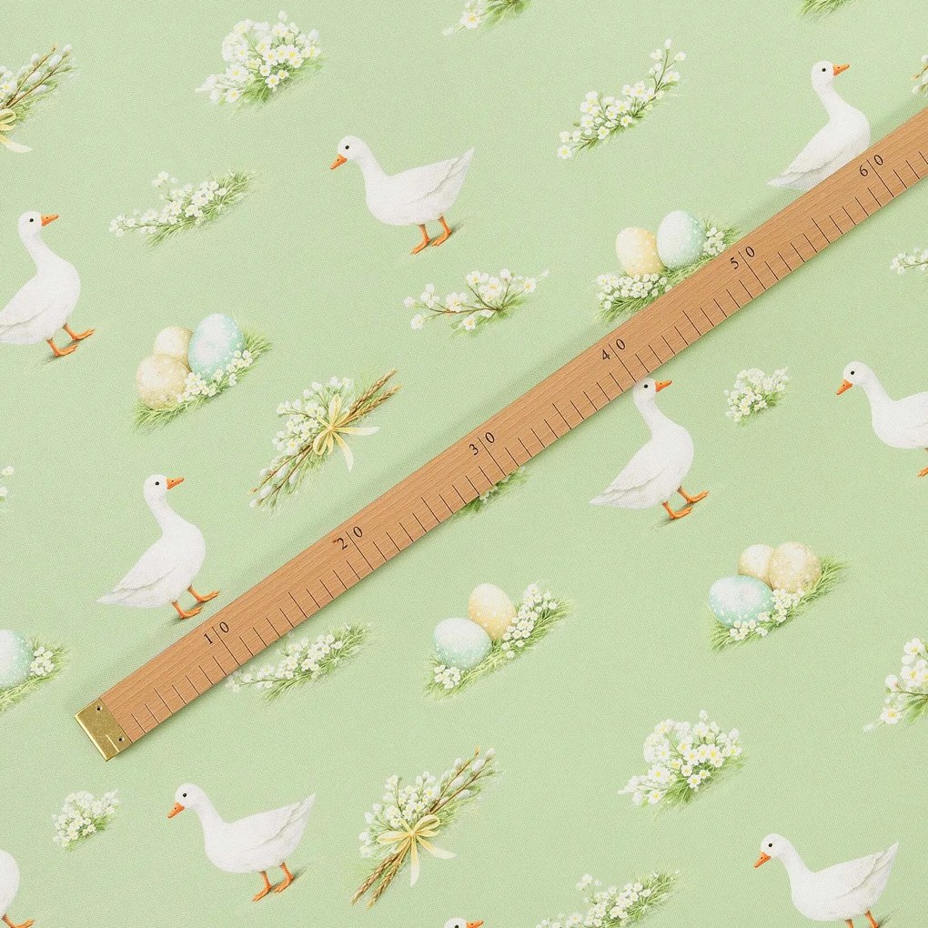 Goldea húsvéti teflon szövet terítőknek - libák és húsvéti tojások 160 cm