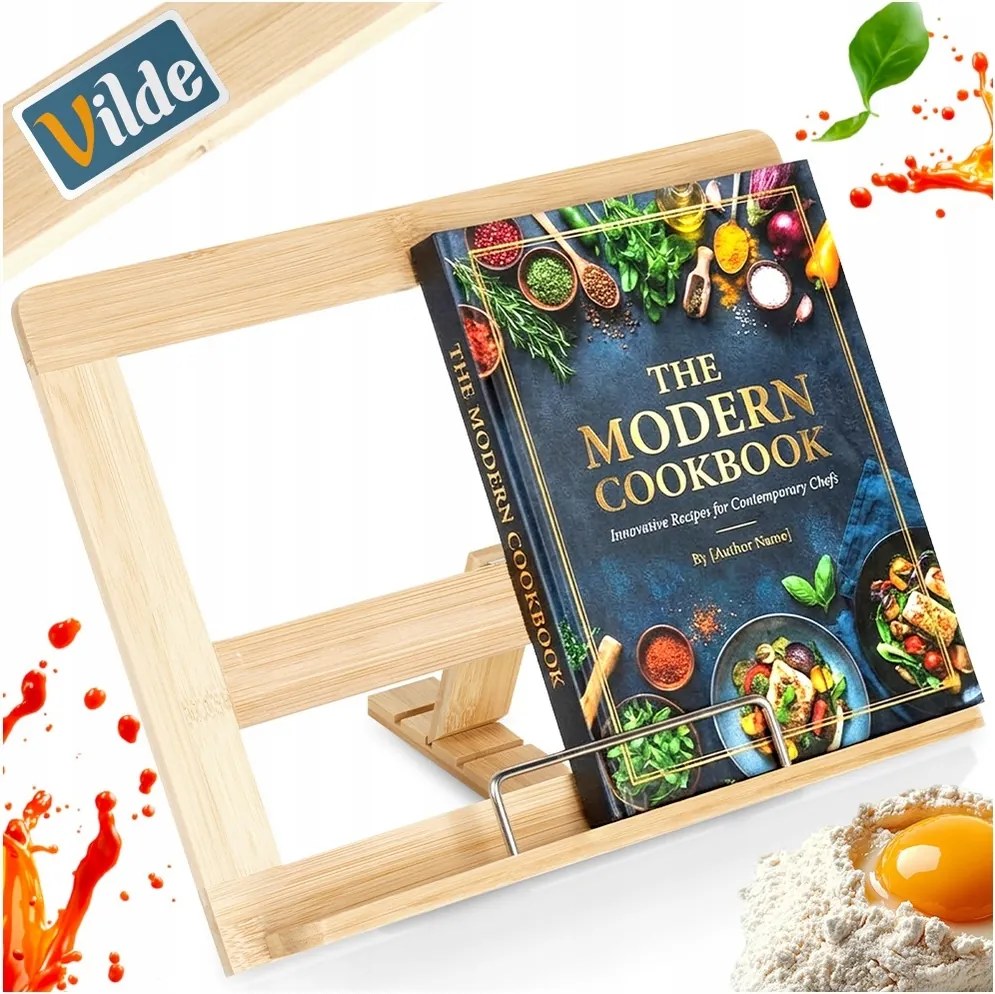 Bambusz konyhai állvány tablet szakácskönyv tartó