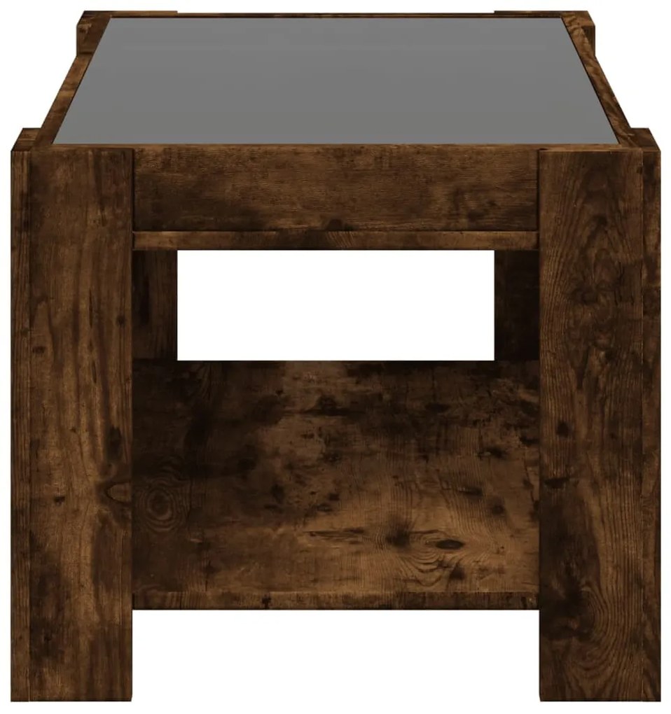 füstös tölgy szerelt fa dohányzóasztal LED-del 73 x 53 x 45 cm