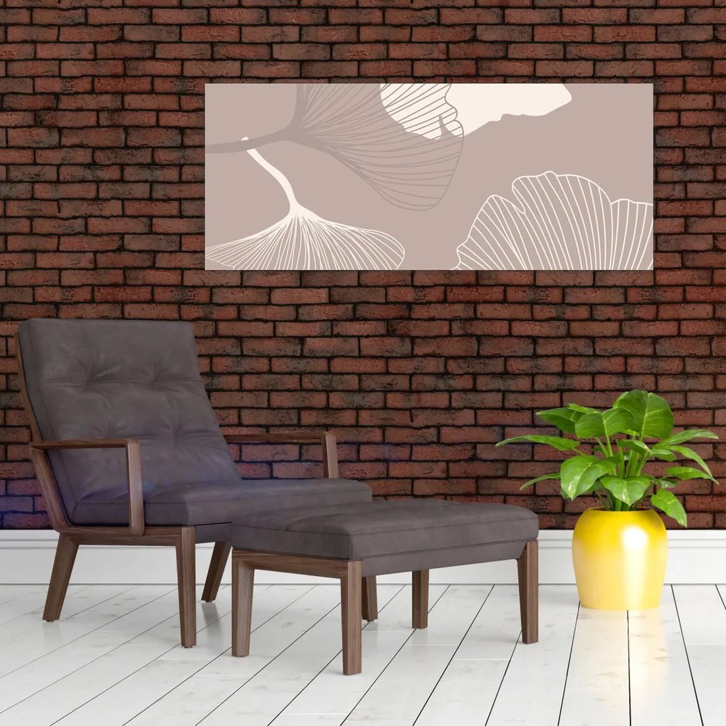 Kép - Bézs színű levelek N⁰1 (120x50 cm)