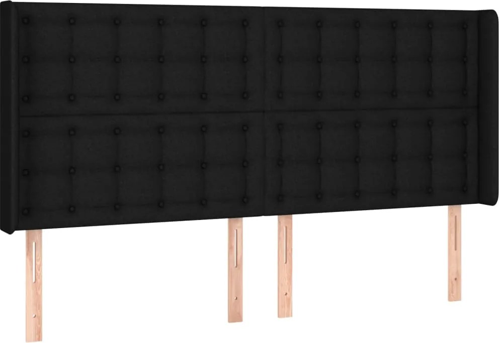 vidaXL fekete szövet fejtámla szárnyakkal 183x16x118/128 cm