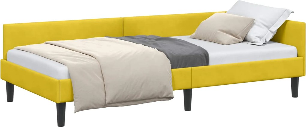 vidaXL Sarokágy keret fejtámlával Sárga 80 cm x 200 cm VelúrésPlywood