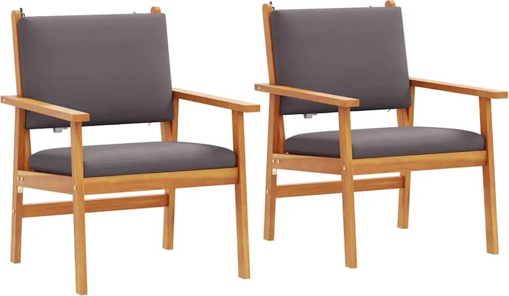 vidaXL Kerti Szék párnával 2 pcs Antracit Tömör Akácfa