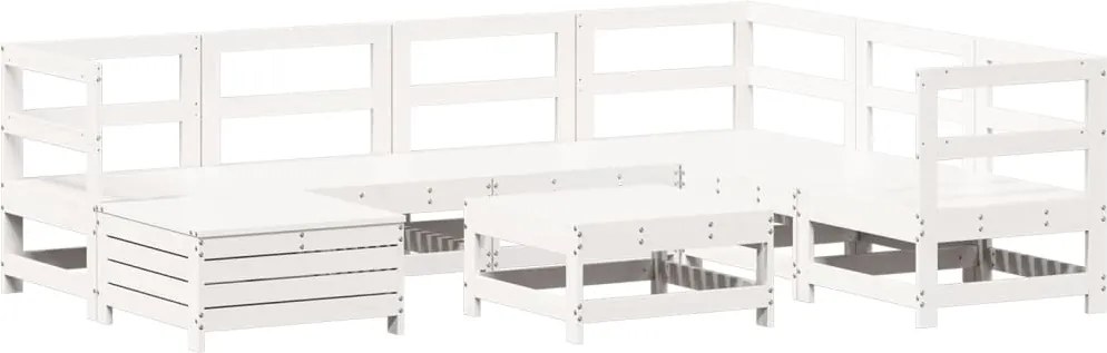 vidaXL 8 részes fehér tömör fenyőfa kerti kanapészett