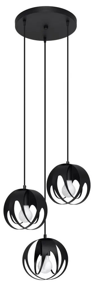 Sollux SL.1088 - Csillár zsinóron TULOS 3xE27/60W/230V fekete