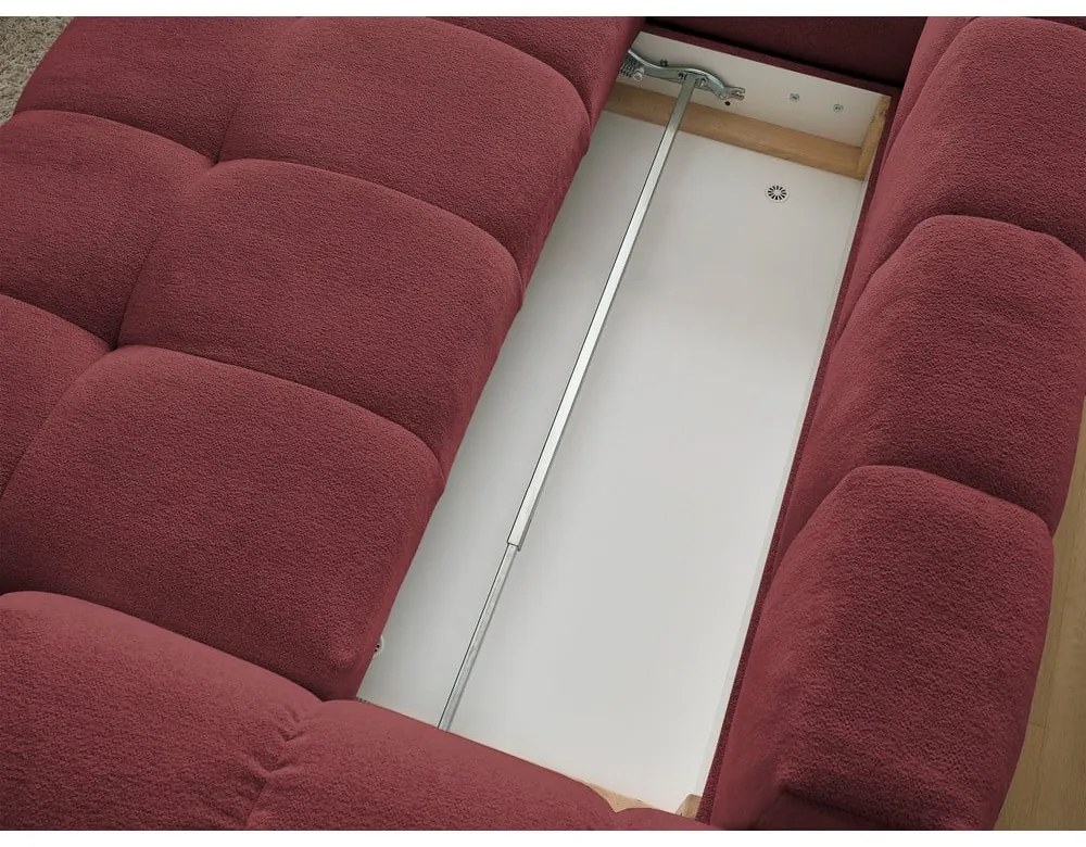 Borvörös zsenília kinyitható-tárolóhelyes sarokkanapé (bal oldali-L alakú) Everest – Bobochic Paris