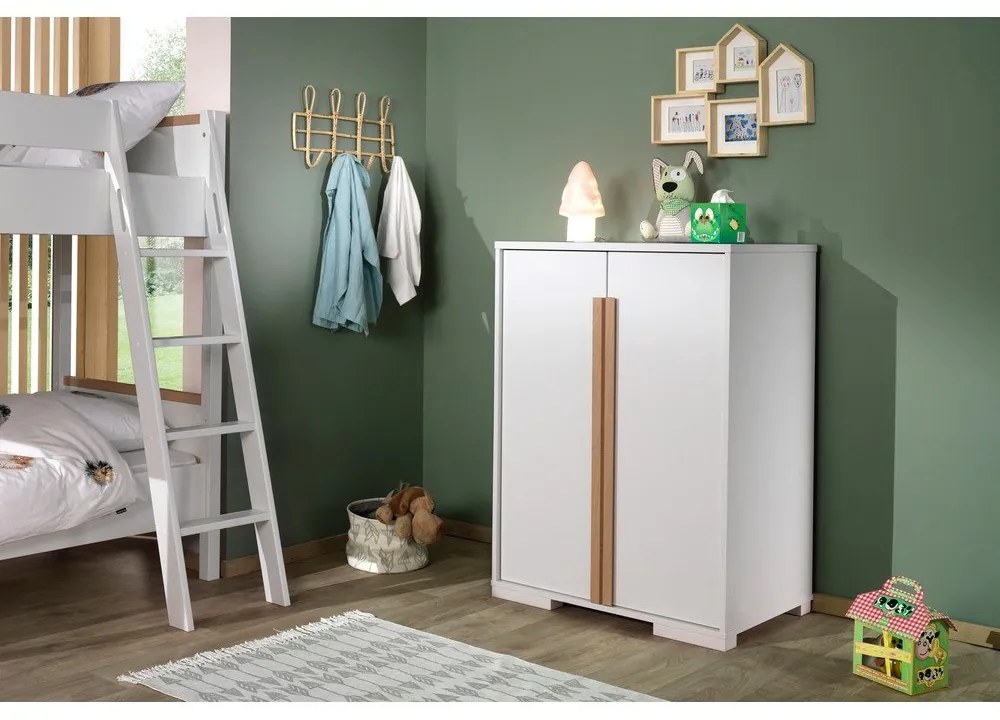 London fehér gyerek ruhásszekrény magasított ágy alá - Vipack