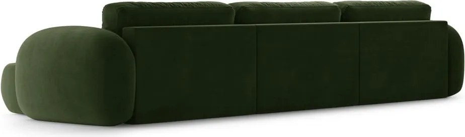 Zöld bársony kinyitható-tárolóhelyes (U alakú) sarokkanapé Tonale – Cosmopolitan Design