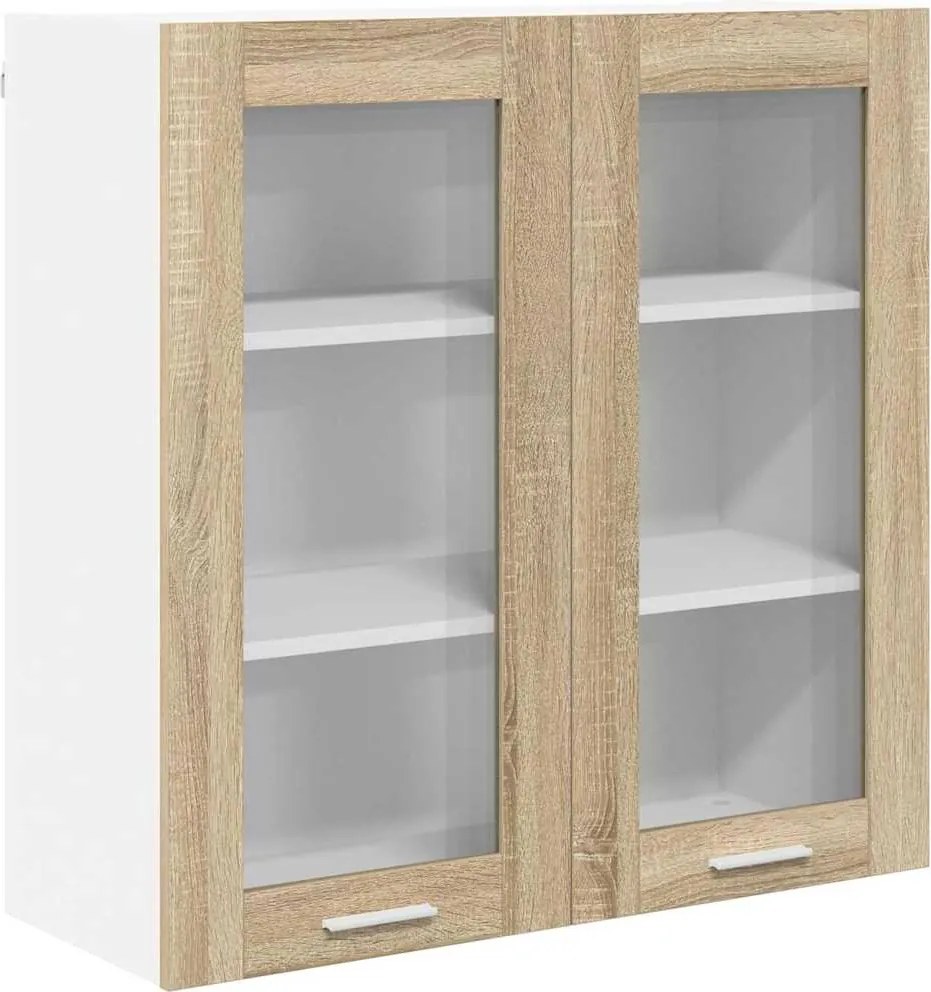 vidaXL Függő szekrény tárolóval Sonoma tölgy 80 x 31 x 80 cm Faanyag