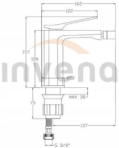 Invena Neri, szabadon álló bidé csaptelep, króm, BB-01-001-L