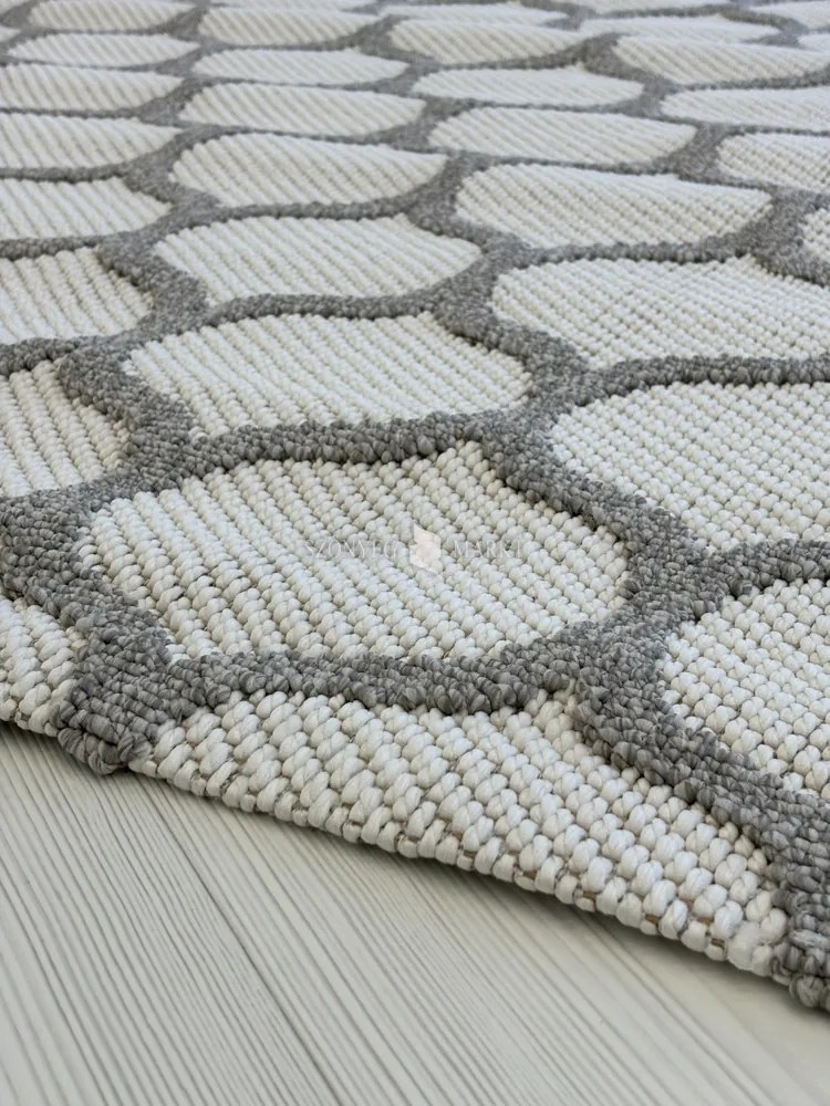 Bouclair bézs alapon szürke minta G3718 rongyszőnyeg 160x220cm