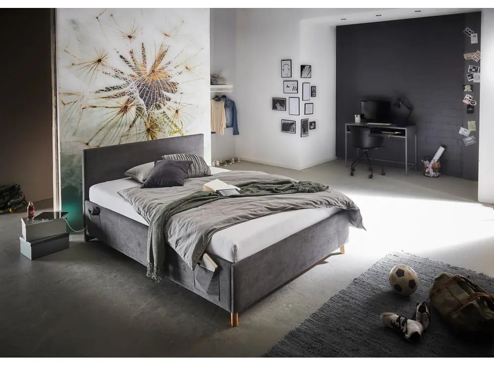 Antracitszürke kárpitozott gyerekágy ágyrács nélkül 120x200 cm Cool – Meise Möbel