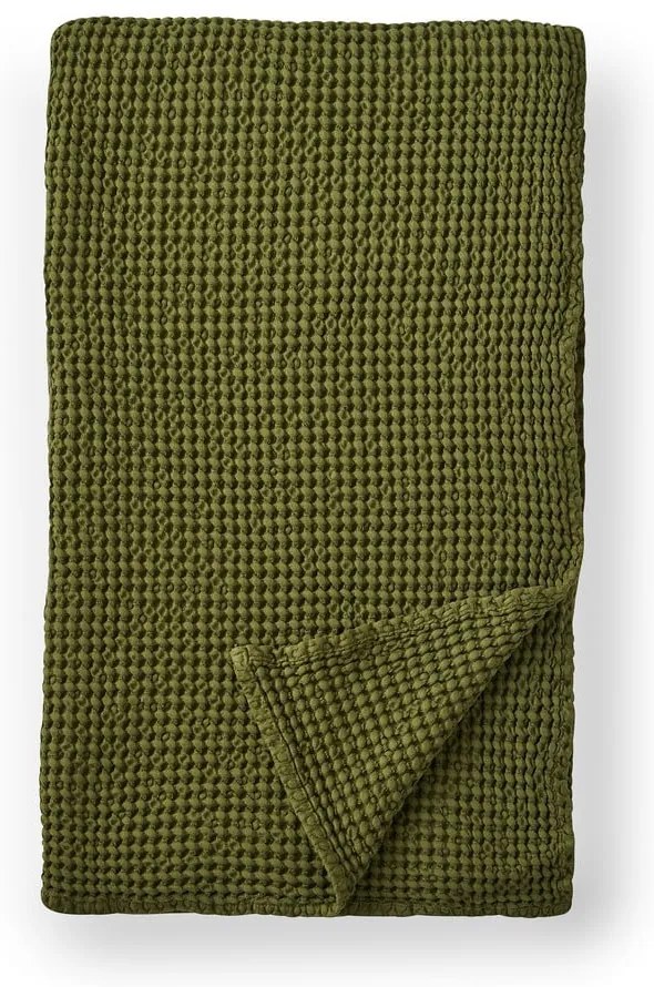 Zöld pamut takaró 150x200 cm Jaipur Chunky Waffle – Pineapple Elephant