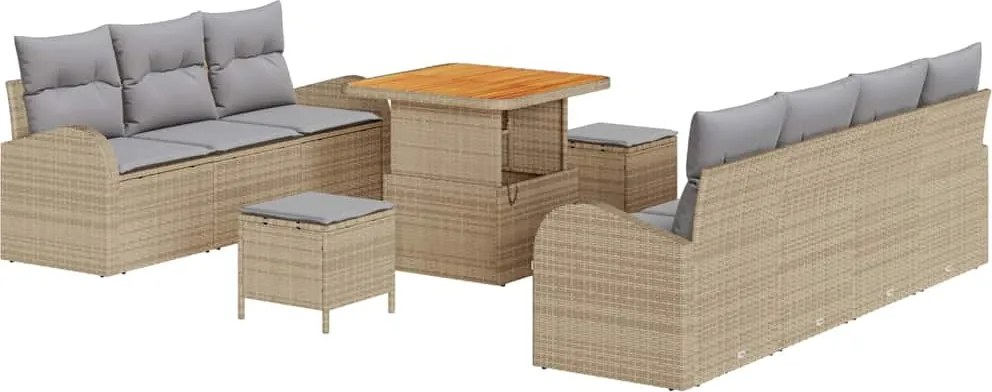 vidaXL Kerti Kanapé Szett párnával 10 pcs Beige és Világosszürke