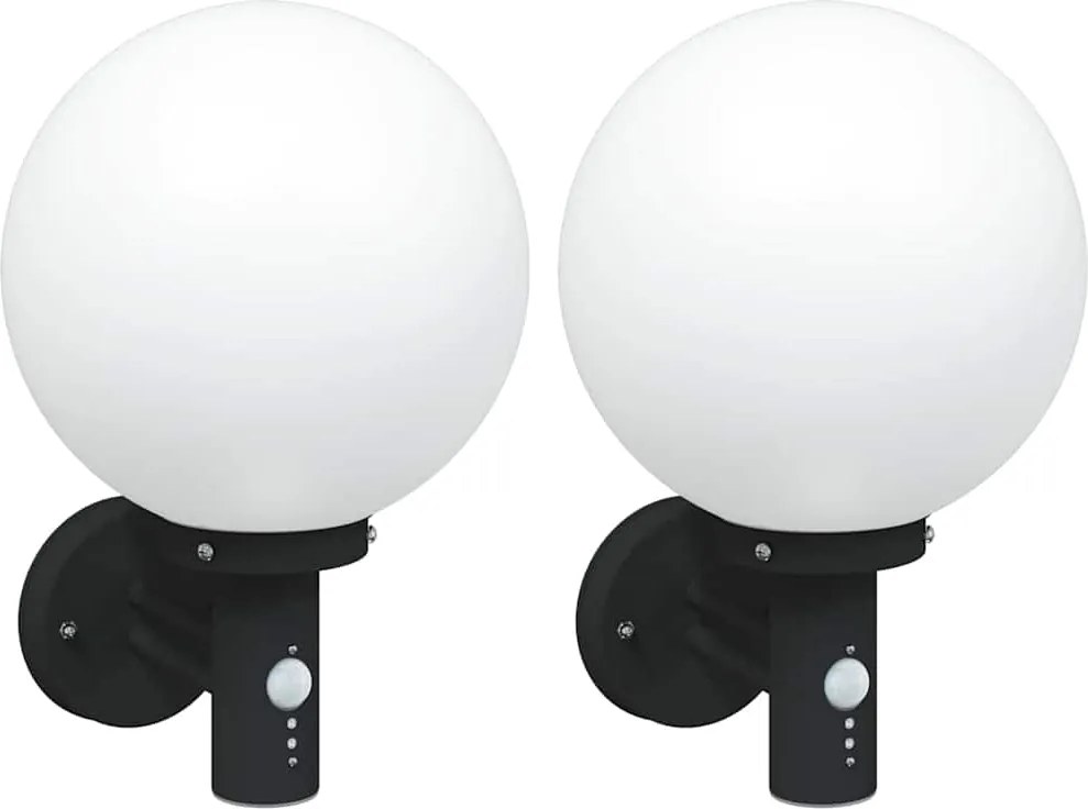 vidaXL Kültéri Fali Lámpa 2 pcs Fekete 28 x 25 x 38 cm