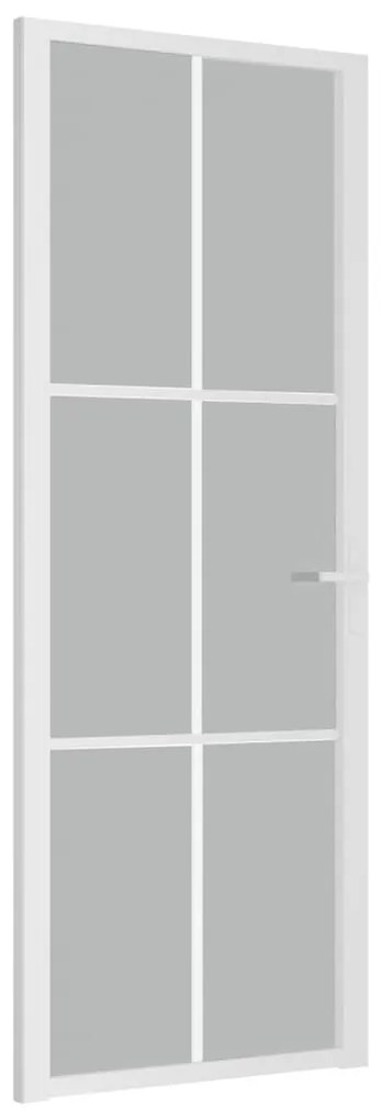 Fehér matt üveg és alumínium beltéri ajtó 76 x 201,5 cm