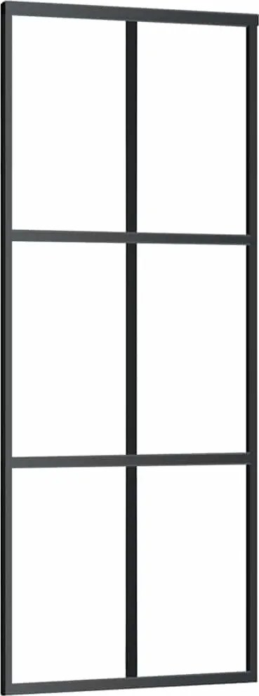 vidaXL fekete ESG üveg és alumínium tolóajtó 76 x 205 cm
