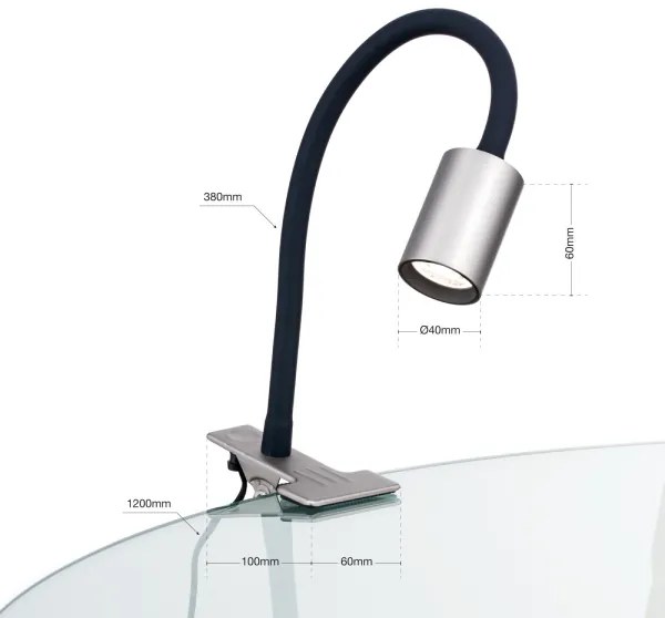 Orion Str 10-489- LED Rugalmas asztali lámpa klipsszel KURT LED/5W/230V ezüst