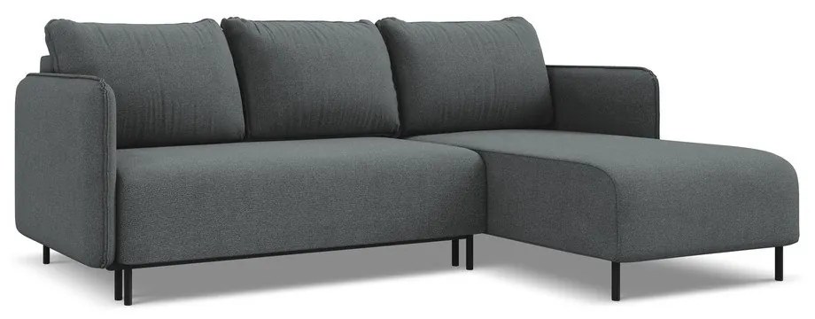 Sötétszürke kinyitható-tárolóhelyes sarokkanapé (jobb oldali) Luana – Makamii