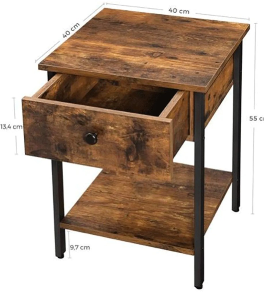 Éjjeliszekrény, oldalasztal fiókkal és polccal 40 x 55 x 40 cm