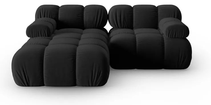 Fekete bársony sarokkanapé (bal oldali) Bellis – Micadoni Home