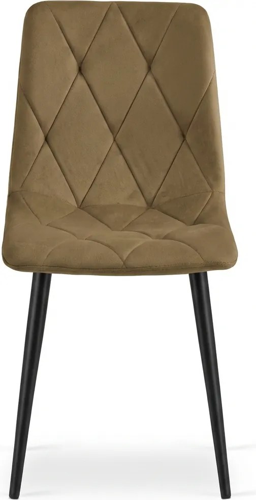 Barna bársony szék LIBRA OLIVE BROWN fekete lábakkal