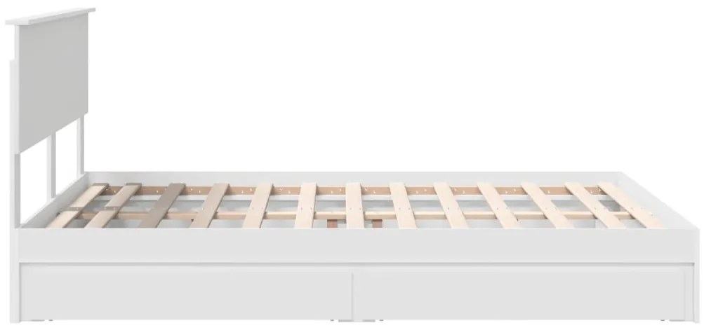 vidaXL Tárolós Ágy fejtámlával fiókkal Fehér 150 x 200 cm Faanyag