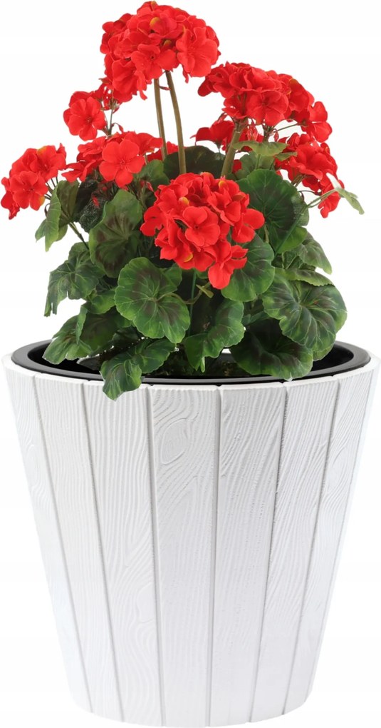 Kerek fa kaspó utánzat 12 L fehér Ø 30 cm stílusos és strapabíró