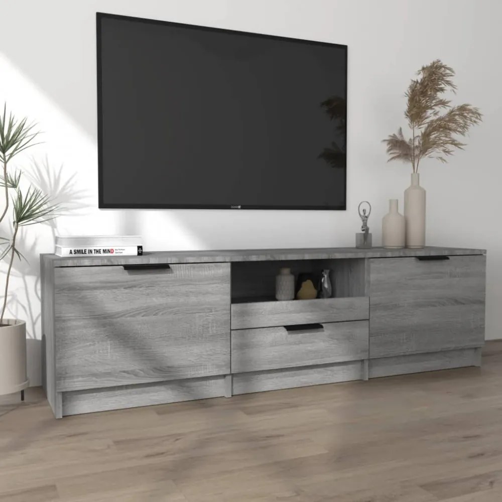szürke sonoma színű szerelt fa TV-szekrény 140 x 35 x 40 cm
