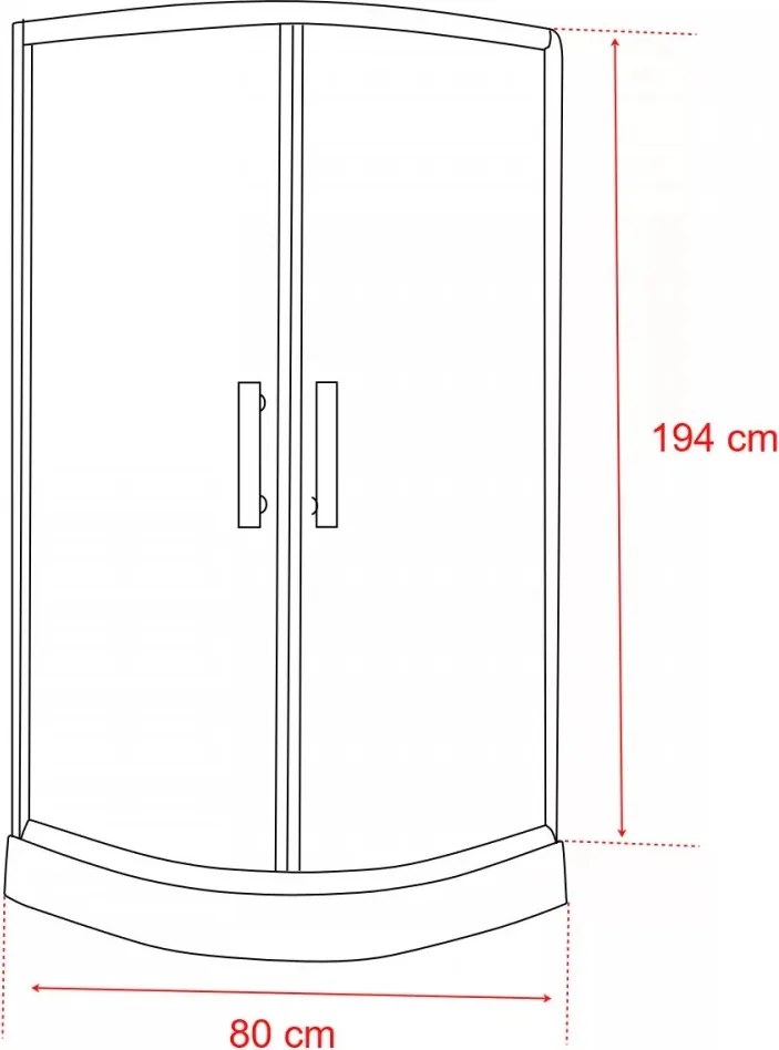 Spirit BAMBOO 80x80x194 cm íves zuhanykabin, erősített akril zuhanytálcával