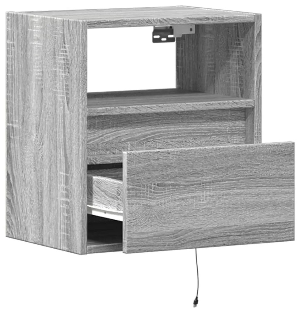 2 db szürke sonoma fali TV-szekrény LED-ekkel 41 x 31 x 45 cm