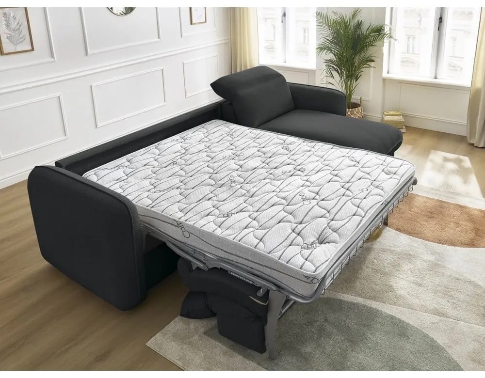 Fekete kinyitható sarokkanapé (variálható) Achille – Bobochic Paris