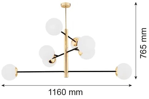 Argon 5041 - Csillár rúdon CAMERON 8xE27/15W/230V sárgaréz/fekete