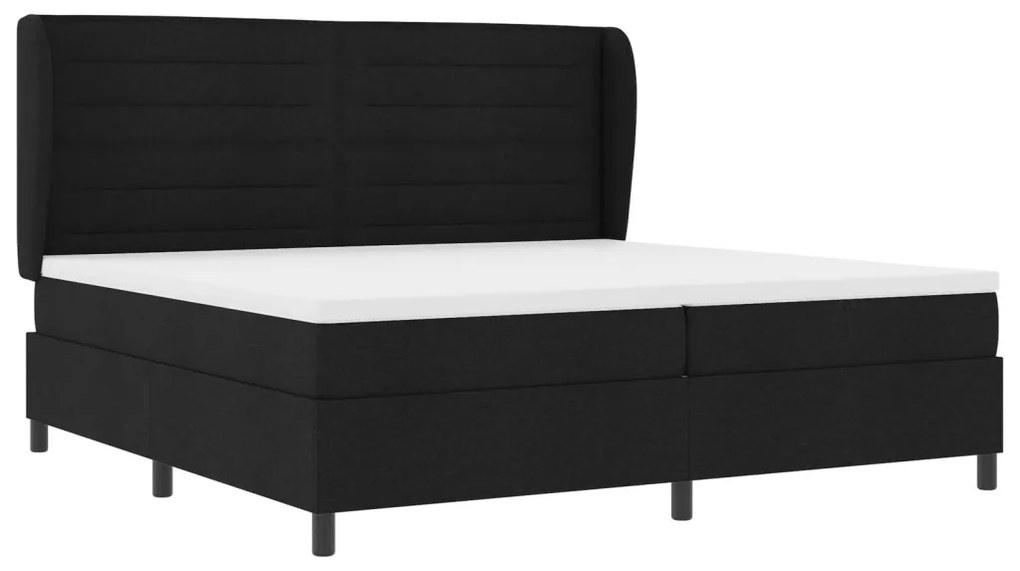 Boxspring Ágy Matrac Közepes Fekete 200x200 cm Szövet