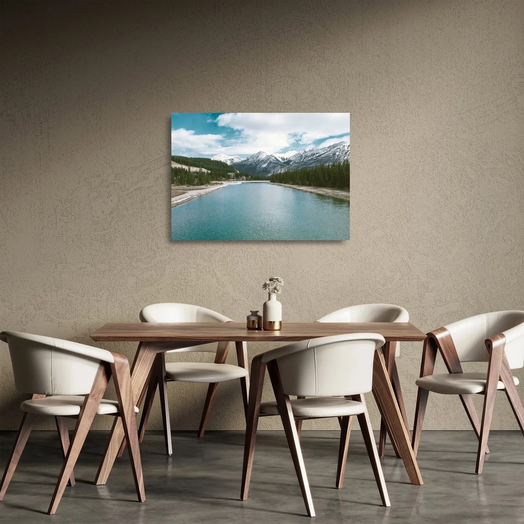 Hegyi tájkép (üvegen) (70x50 cm)
