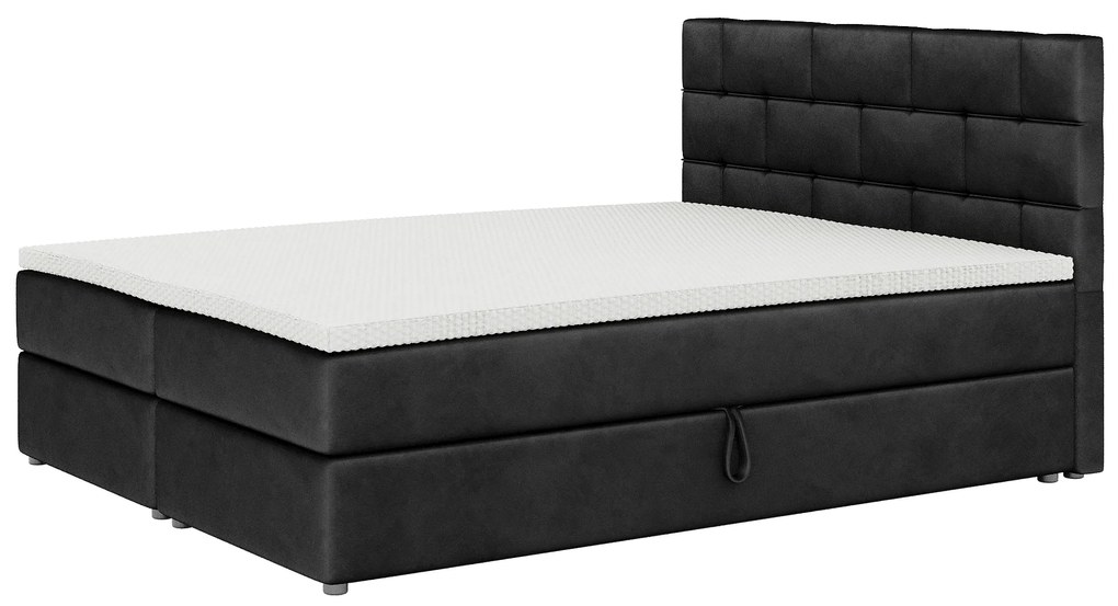 Franciaágy Boxspring 140x200 cm Waller (ágyráccsal és matraccal) (fekete). 1007716