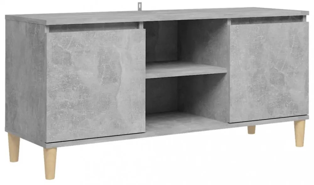 betonszürke TV-szekrény tömör falábakkal 103,5 x 35 x 50 cm