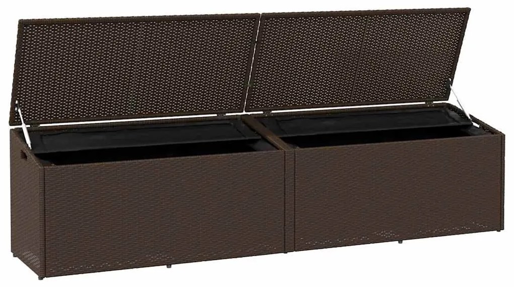 barna polyrattan kerti tárolóláda 220x50x58 cm