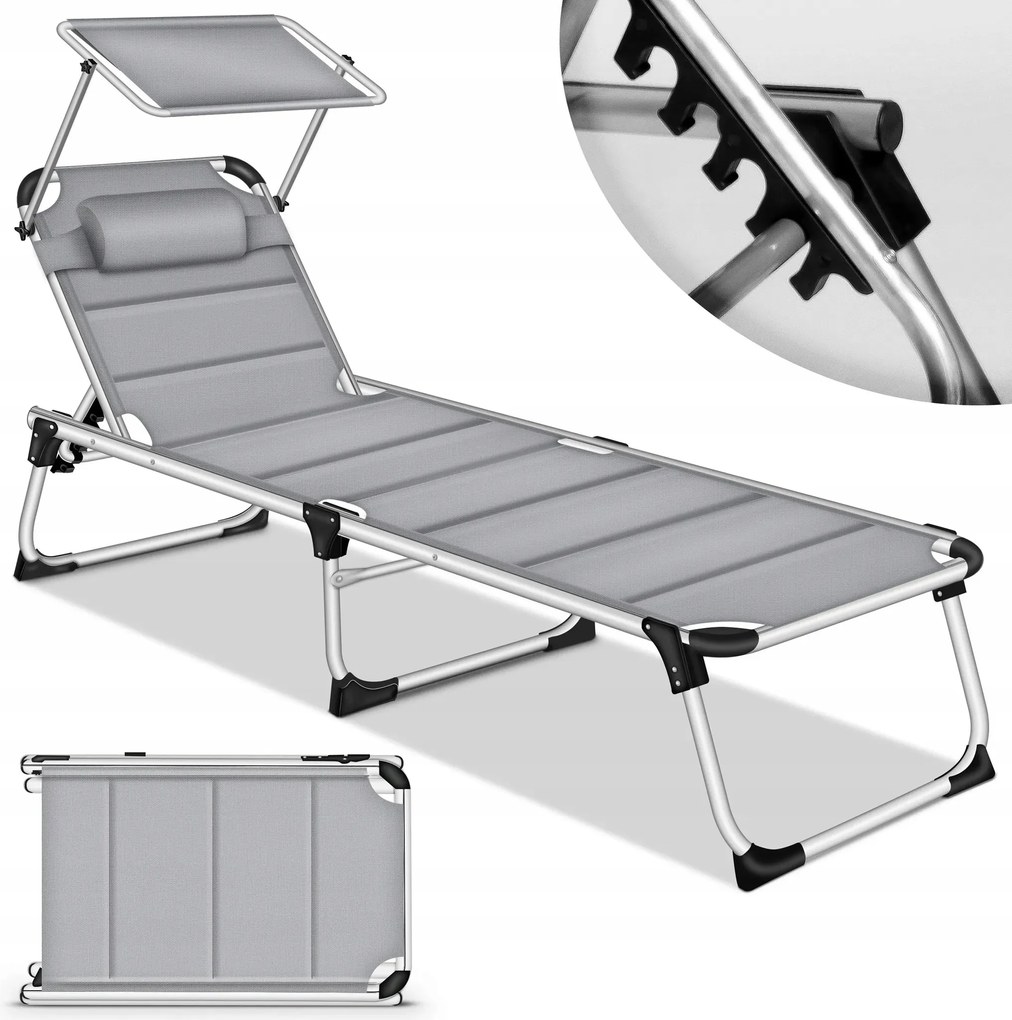 Kerti Napozóágy Napellenzővel És Párnával alumínium szürke tillvex