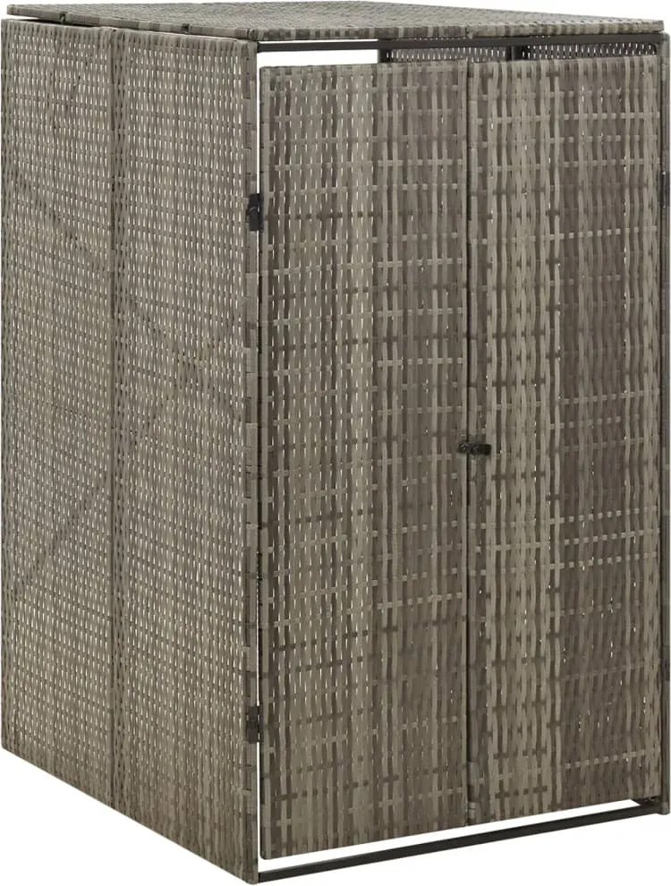 vidaXL szürke polyrattan kerekes kukatároló fészer 70 x 80 x 117 cm