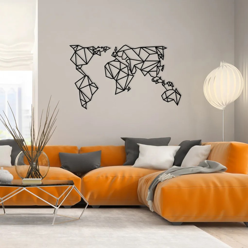World fém fali dekoráció, 140×80 cm