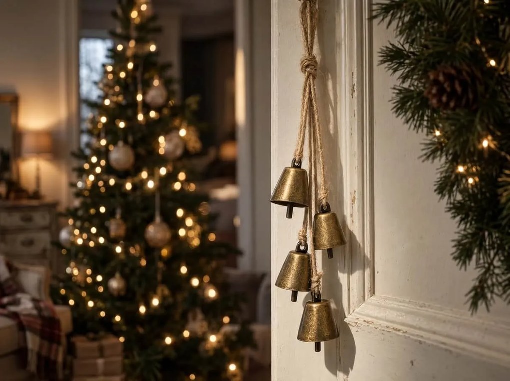 Karácsonyi függő dekoráció GOLDEN BELLS 35 cm, arany
