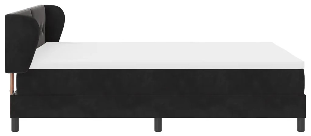 Boxspring Ágy Mattal Fekete 140x190 cm Bársony