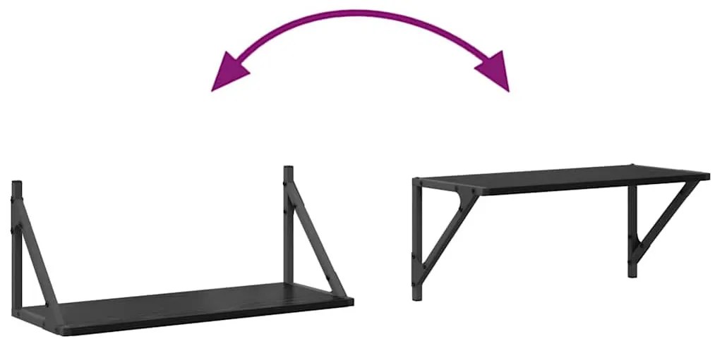 Falpolcok 2 pcs Fekete tölgy 60 x 25 x 25,5 cm Faanyag