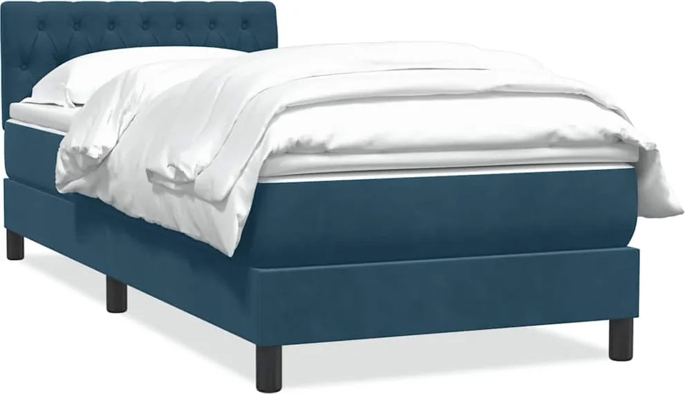 vidaXL sötétkék bársony rugós ágy matraccal 80x220 cm