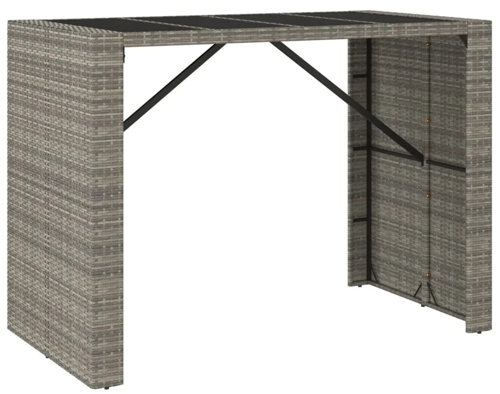 vidaXL szürke polyrattan üveglapos kerti asztal 145 x 80 x 110 cm