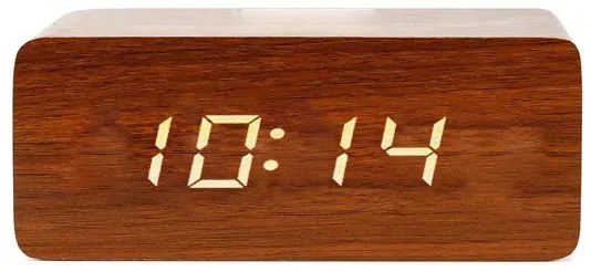 Óriás Dizájn Fa hatású LED Óra Ébresztőóra 21 Cm Óra Ébresztés Taps Hőmérő Funkciókkal