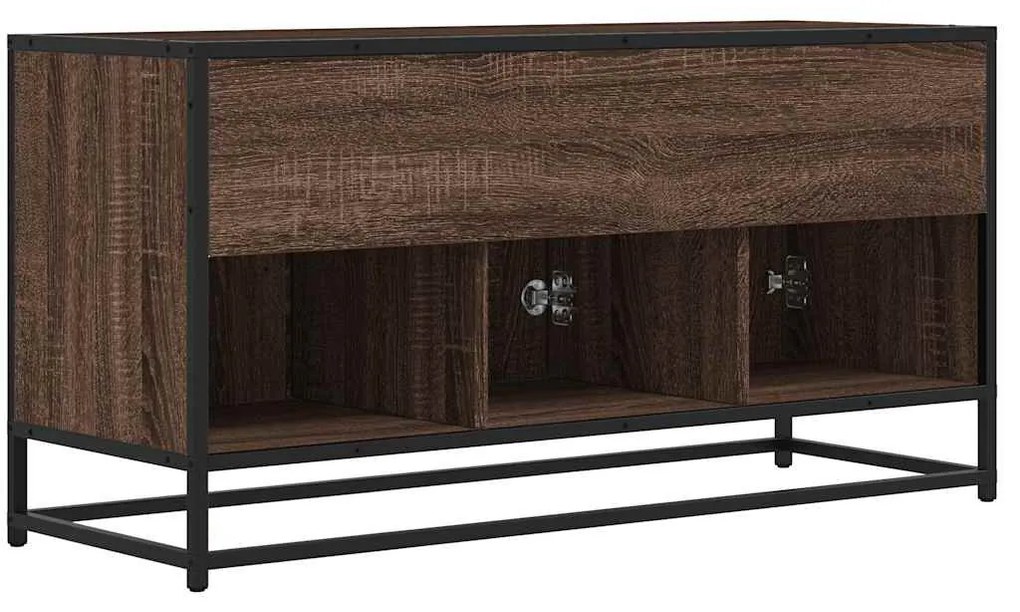barna tölgy színű szerelt fa és fém TV-szekrény 100x35x50 cm