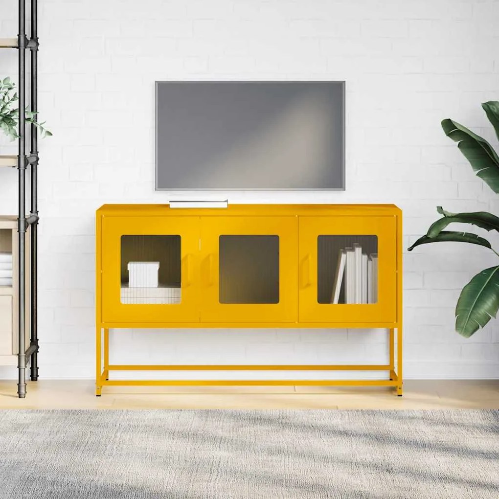 mustársárga hidegen hengerelt acél TV-szekrény 100,5x39x60,5 cm