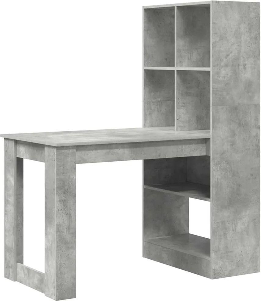 vidaXL Asztal polcokkal Beton Szürke 122 x 67 x 145 cm Faanyag